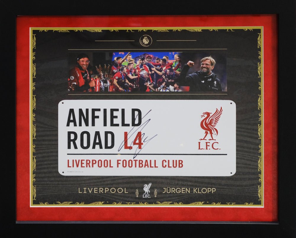 Liverpool FC signed road sign by Jurgen Klopp - Memorabilia Framers Shop